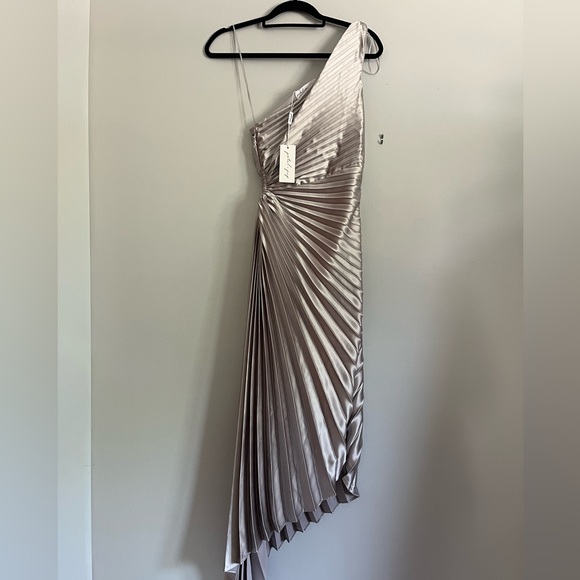 NWT Silver Petal and Pup Kleo one shoulder pleated maxi dress size XS - Picture 7 of 8